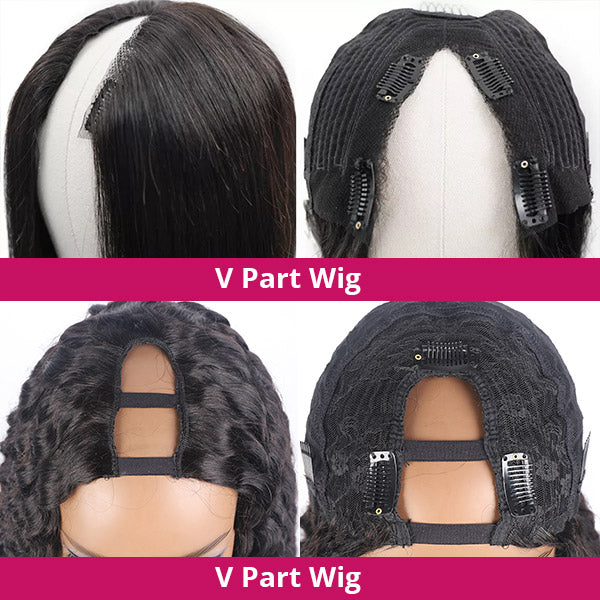 Curly Thin Part Wig V Part Human Hair Wigs Updated U Part Wig No Glue - Healthier Me Beauty, LLC