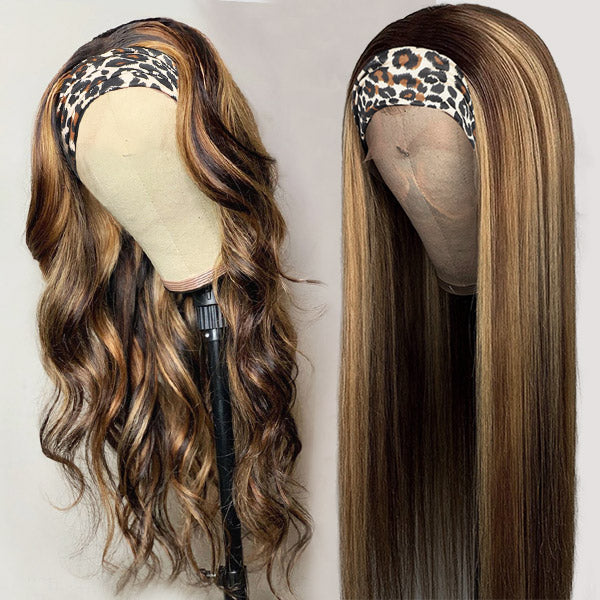 Highlight Headband Wigs Body Wave Long Human Hair Wigs 180% Density - Healthier Me Beauty, LLC