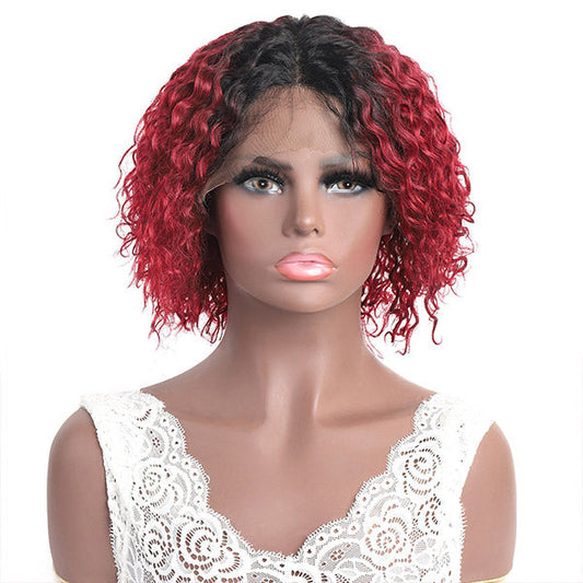 Ombre 1B/99J Curly Short Bob Human Hair Wigs - Healthier Me Beauty, LLC