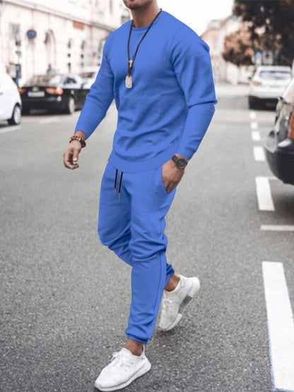 Men's Solid Color Sweatshirt And Sweatpant Two Piece Sets