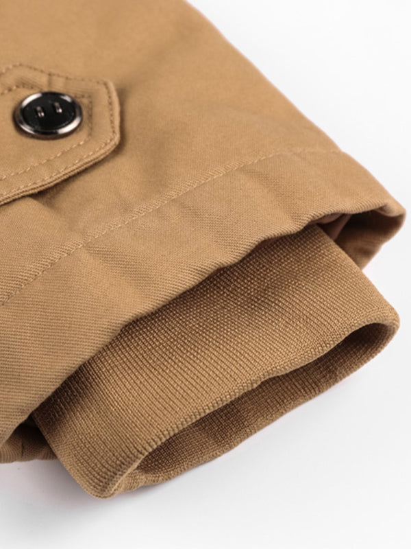 Men's Mid-Length Loose Stand Collar Hooded Cotton Top Youth Men's Jacket