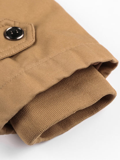 Men's Mid-Length Loose Stand Collar Hooded Cotton Top Youth Men's Jacket