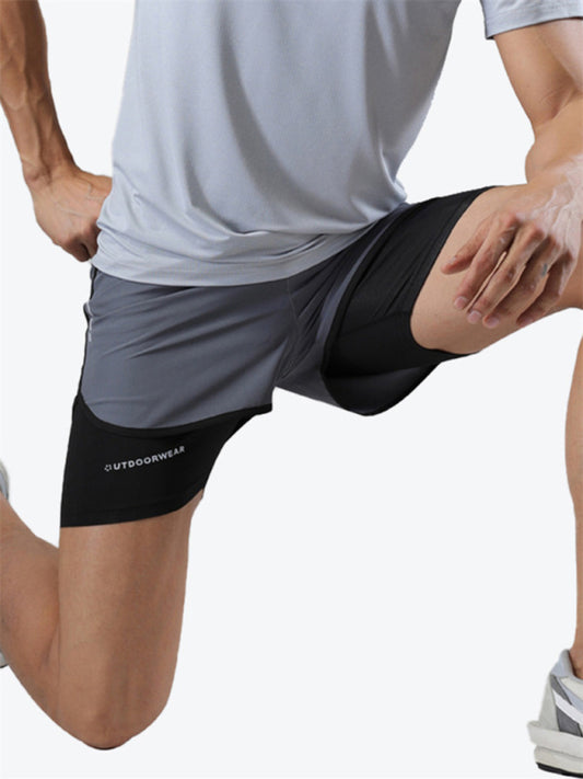 Sports training leggings fitness quick-drying fake two-piece woven ventilation high elastic