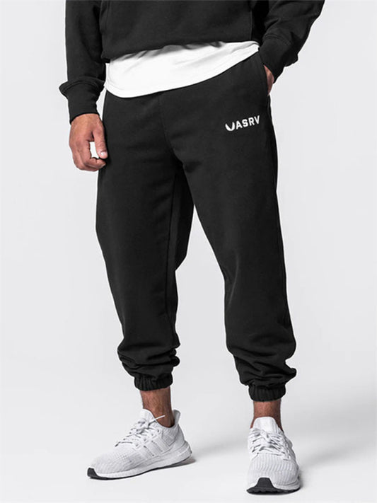 Men's Sports Solid Color Letter Embroidered All-Match Leggings Sweatpants