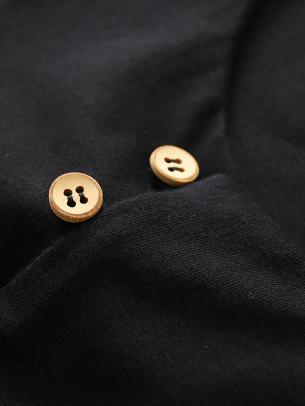 Men's Knitted Round Neck Button Long Sleeve T-Shirt