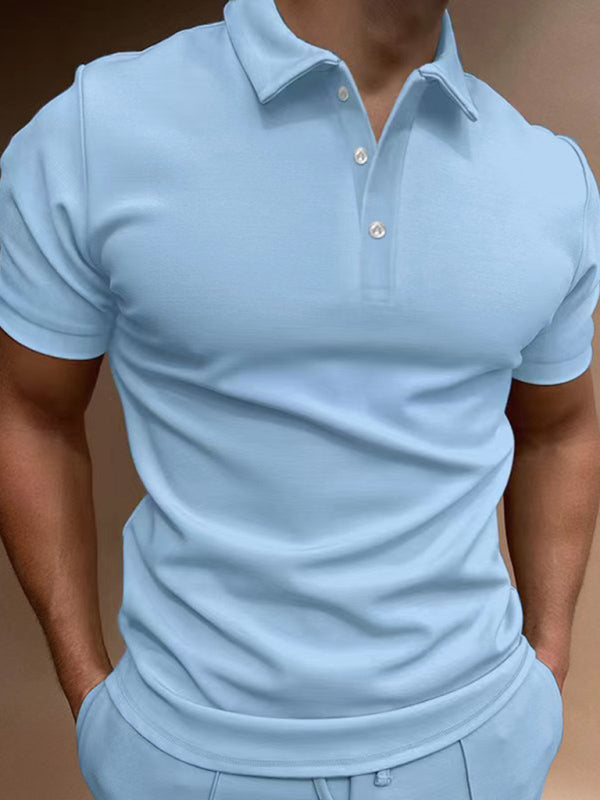 Men's Polo Shirt Short Sleeve Button T-Shirt Top