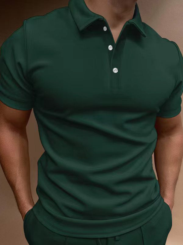 Men's Polo Shirt Short Sleeve Button T-Shirt Top