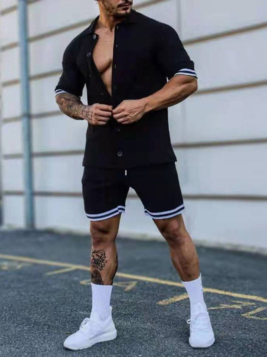 Men's Solid-Color Short-Sleeve Button-Down Shirt