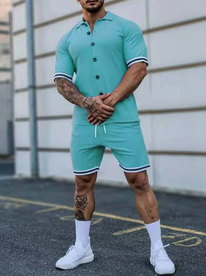 Men's Solid-Color Short-Sleeve Button-Down Shirt