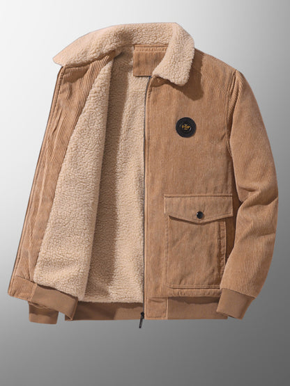Men's lambswool lapel warm corduroy jacket