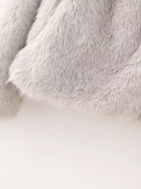 New women's faux fur lapel short coat