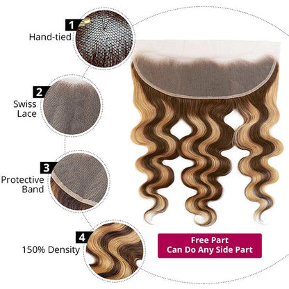 Honey Blonde Highlight Bundles with HD Lace Frontal Malaysian Body Wave Human Hair - Healthier Me Beauty, LLC