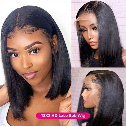 Bob Straight Wig 13x2 Frontal Wig HD Short Human Hair Lace Wigs - Healthier Me Beauty, LLC