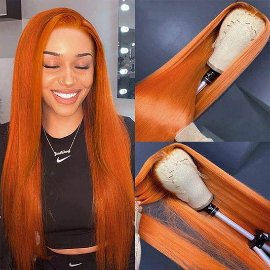 Ginger Lace Front Wig Straight Hair Wig 13x4 Transparent HD Lace Frontal Wigs 30inch - Healthier Me Beauty, LLC