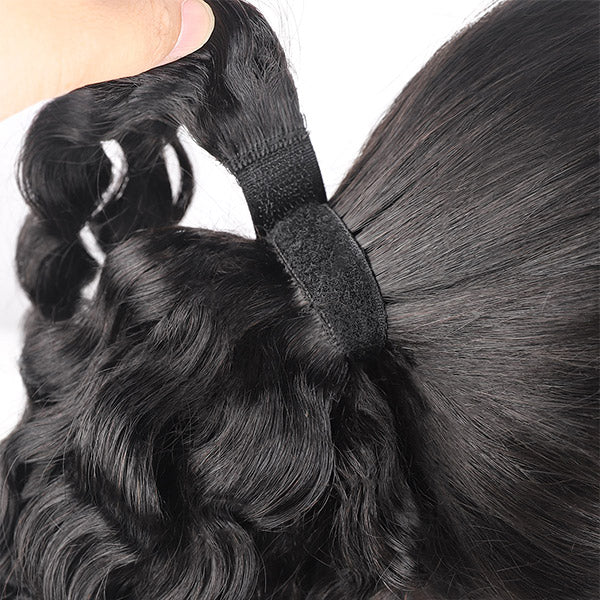 Wrap Around Ponytail Virgin Human Hair Water Wave Ponytail Extensions Clip In Hair Extensions - Healthier Me Beauty, LLC