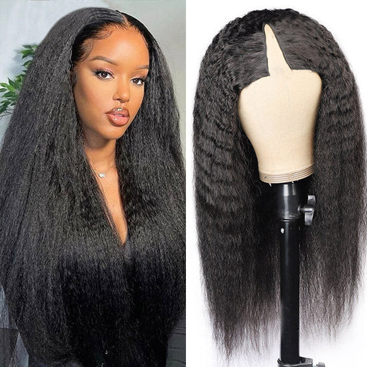 Kinky Straight V Part Wig No Lace Wigs Beginner Friendly Wigs - Healthier Me Beauty, LLC